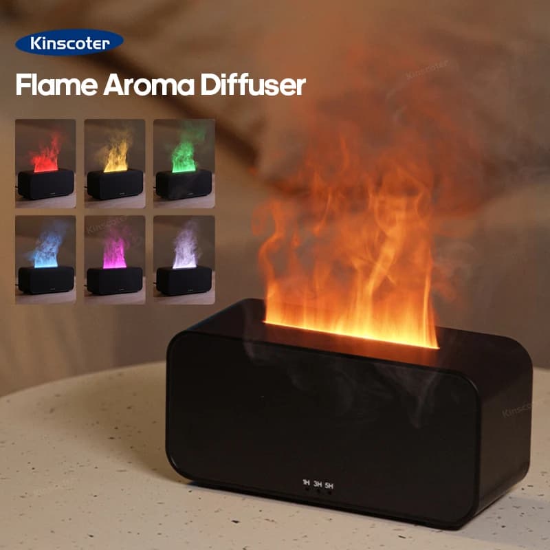 Ultradźwiękowy Dyfuzor Aromatów z Kolorowym Płomieniem 🌈